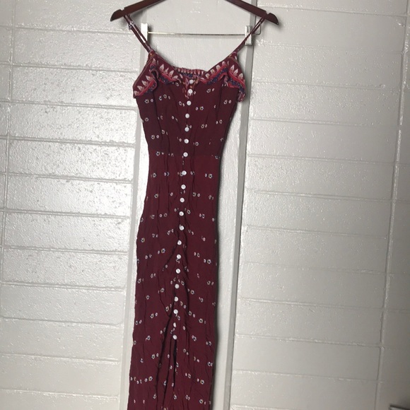 Burgundy Button Up Dress - Picture 2 of 6